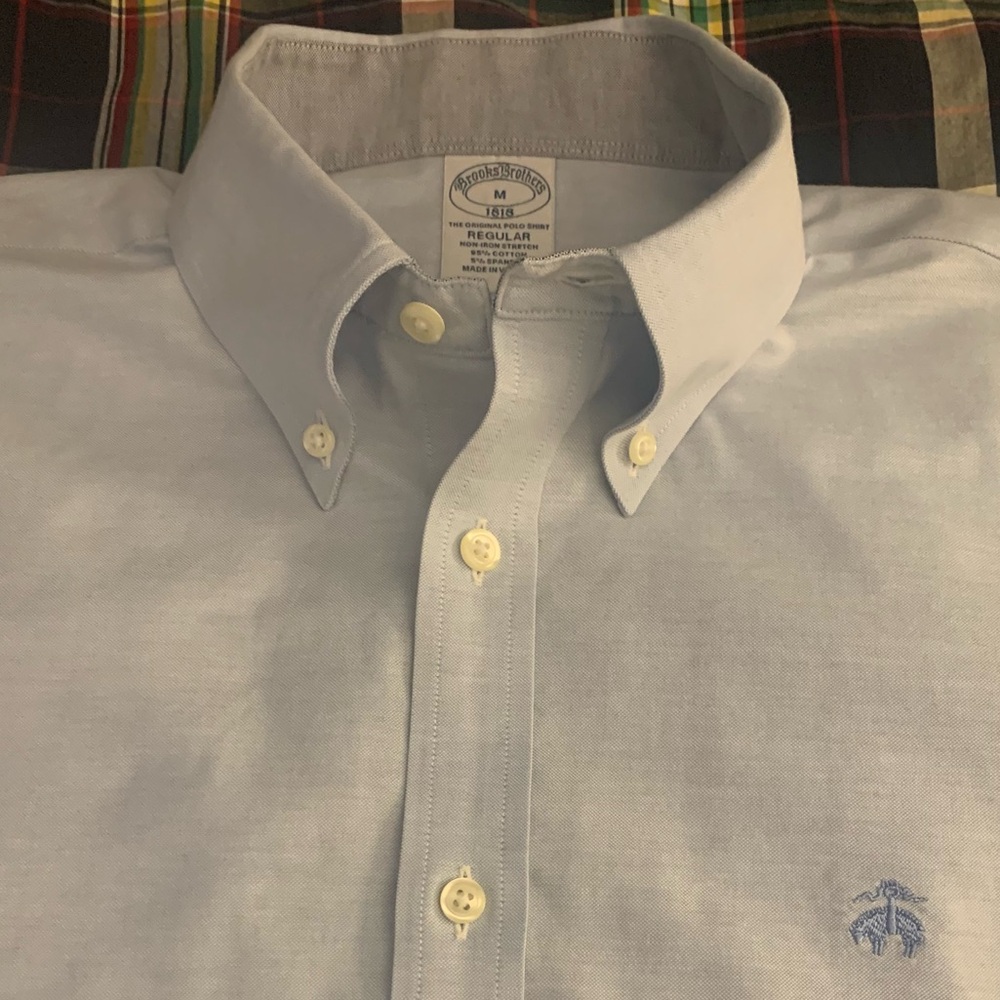 BROOKS BROTHERS LS 1818 All Cotton Powder Blue Shirt